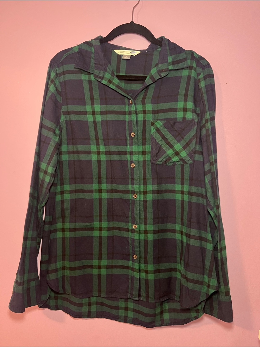 Old Navy The Classic Shirt Blue and Green Plaid Button Down